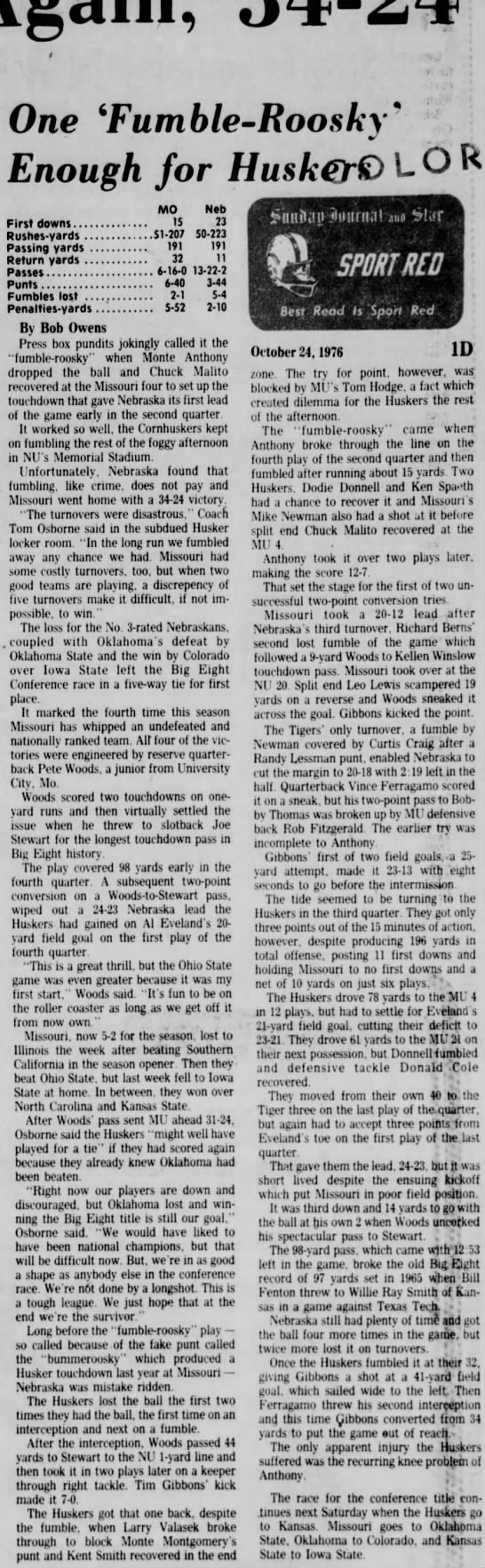 1976 Missouri-Nebraska football - 