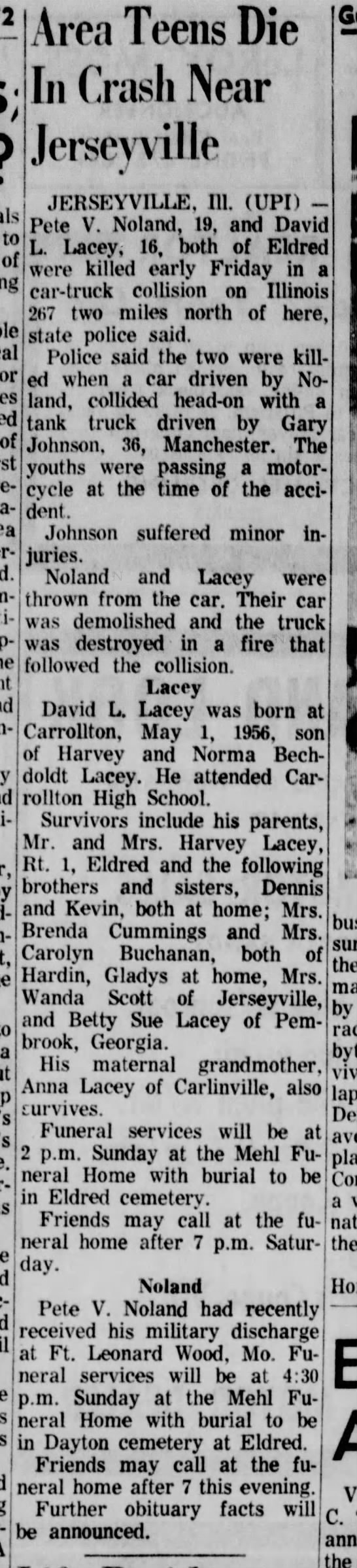 JERSEYVILLE,IL. DAVID L. LACEY KILLED AGE 16 - Newspapers.com