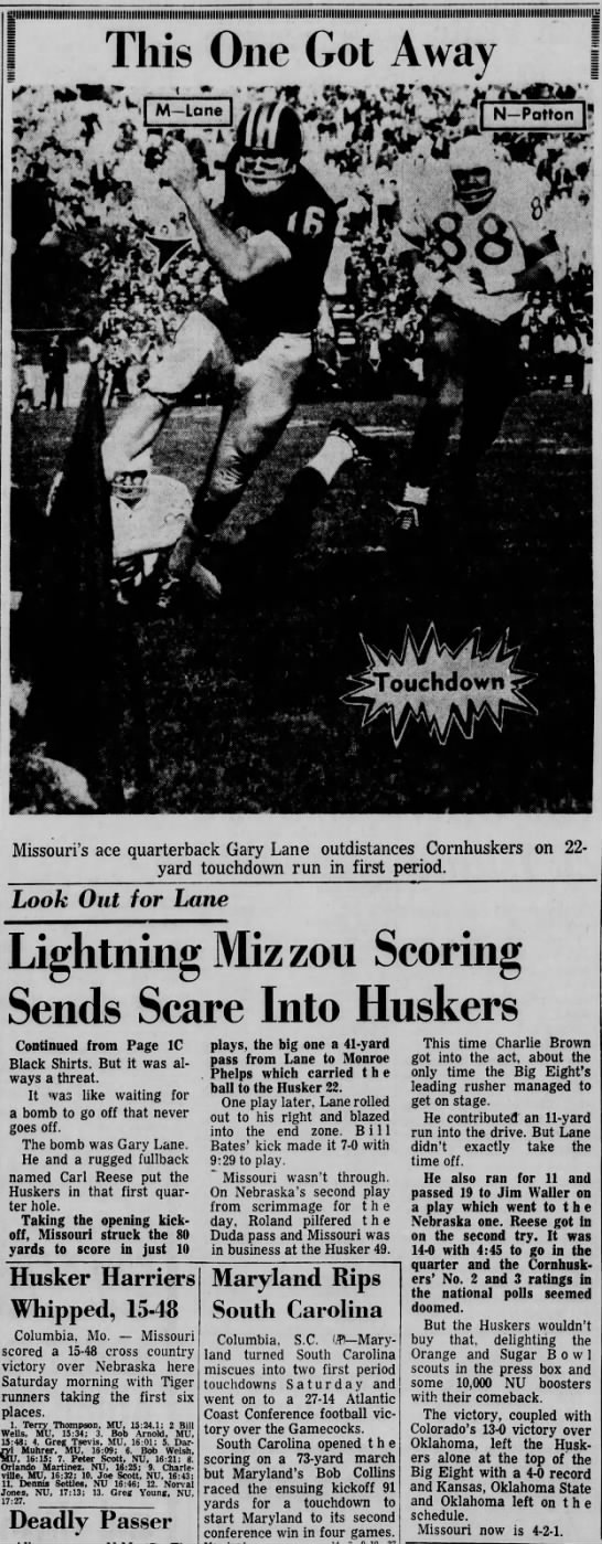 1965 Nebraska-Missouri football coverage - 