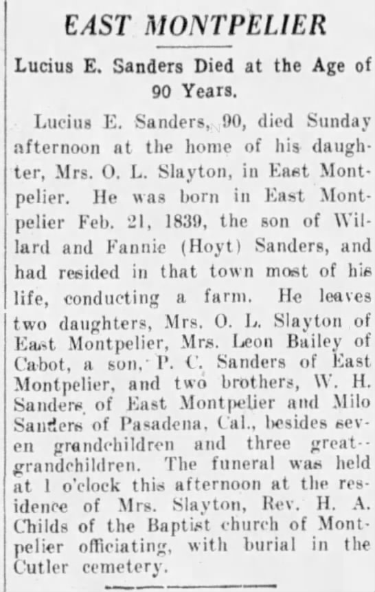 Obituary for Lucius E Sanders (Aged 90) - 