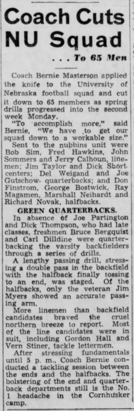 1947 spring roster cuts - 