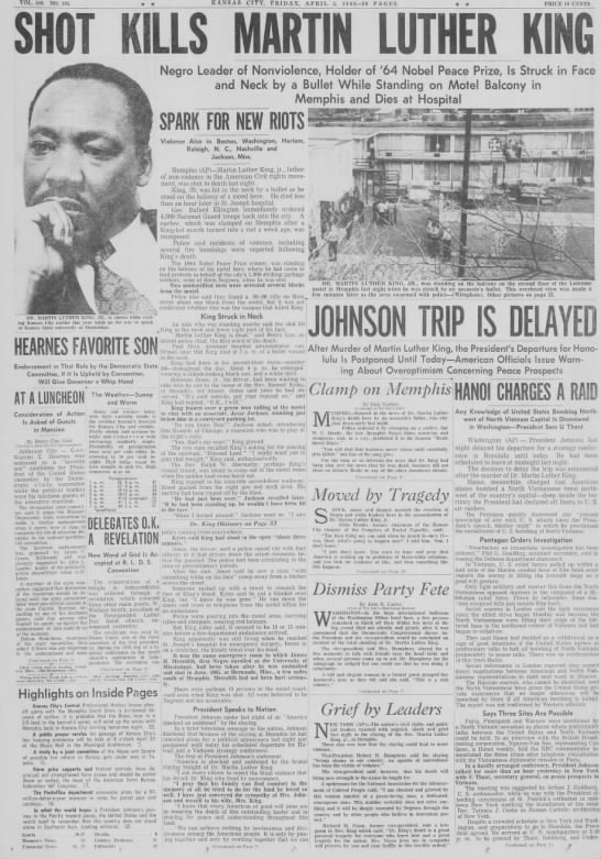 Martin Luther King is assassinated in Memphis, 1968 - 