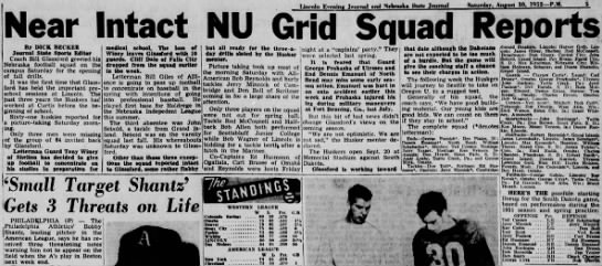 1952 fall camp on campus instead of Curtis - 