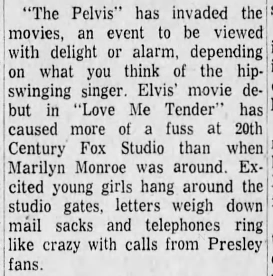 Presley's movie debut: "Love Me Tender" - 