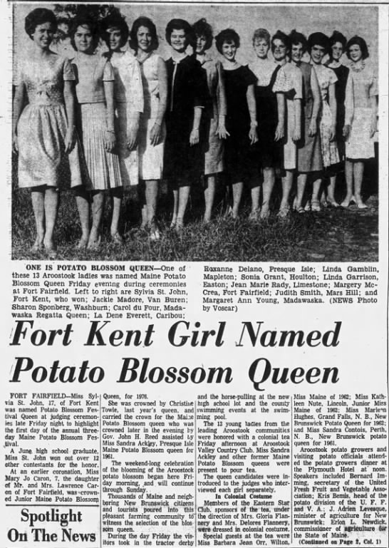 Potato Blossom Queen 1962 - 