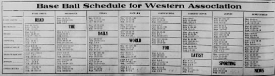 1911 Western Association schedule - 