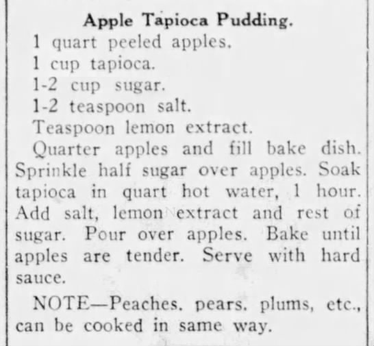 Recipe: Apple Tapioca Pudding (1923) - 