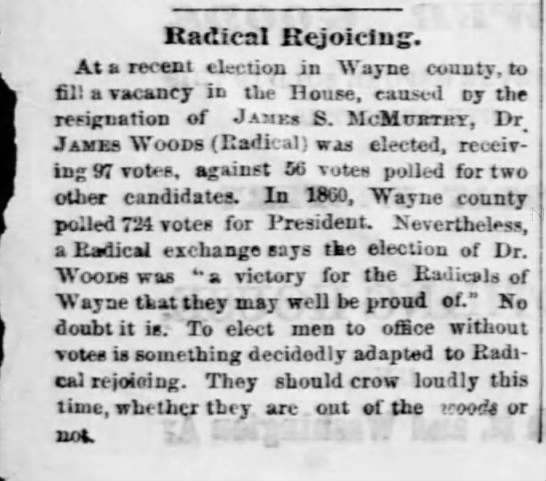 Radical Election Fraud, Wayne County, Missouri, 1867 - 
