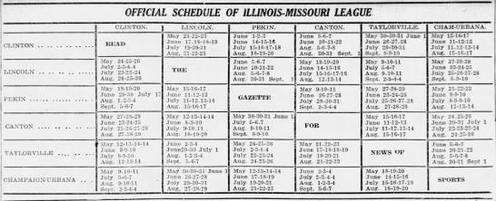 1911 Illinois-Missouri League schedule - 