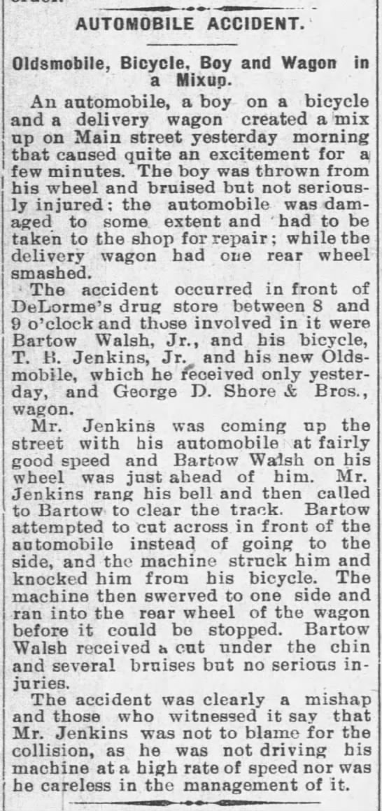 Automobile hits boy on bicycle - 