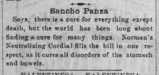 "Cure for everything but death" (1883). - 