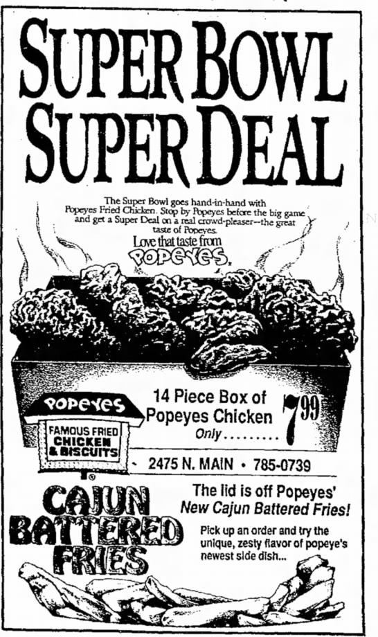 Cajun Battered Fries from Popeyes (1990). - 