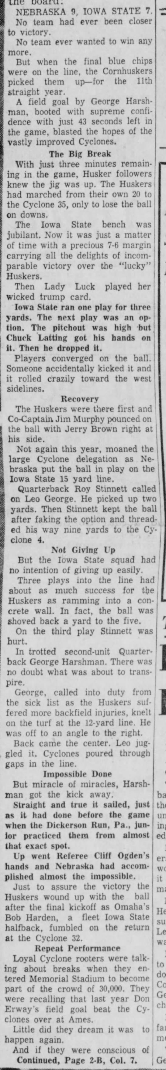 1956 Nebraska-Iowa State, part 2 - 