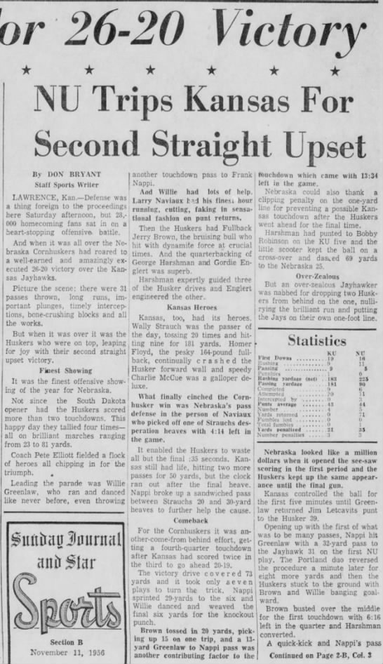 1956 Nebraska-Kansas football, part 1 - 