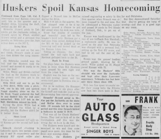 1956 Nebraska-Kansas football, part 2 - 