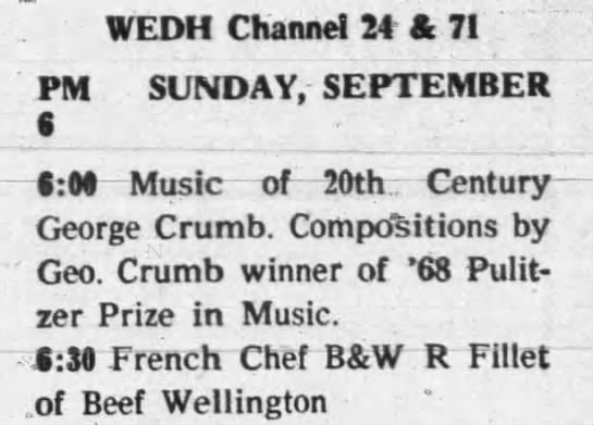 Julia Child's Beef Wellington episode rebroadcast in 1970 - 