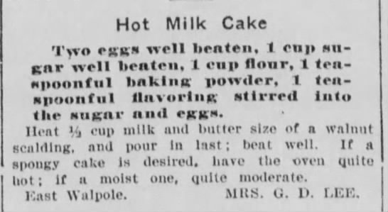 Hot Milk Cake (1904) - 