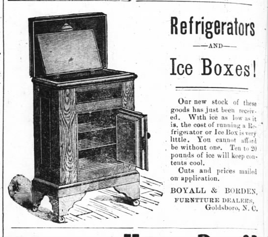 Ice box ad, 1894 - 