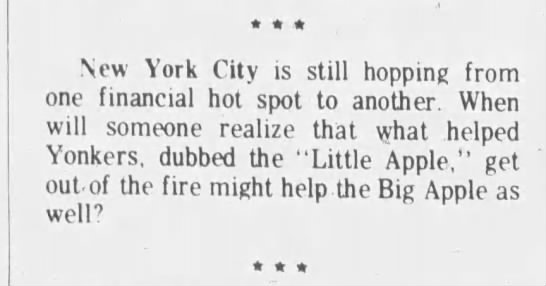 Little Apple=Yonkers, NY (1977). - 