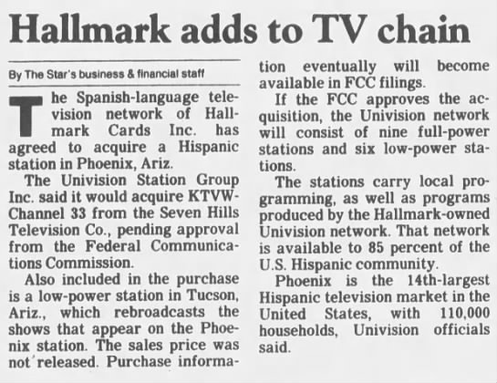 Hallmark adds to TV chain - 