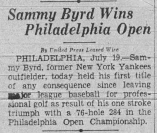 Sammy Byrd Wins Philadelphia Open - 