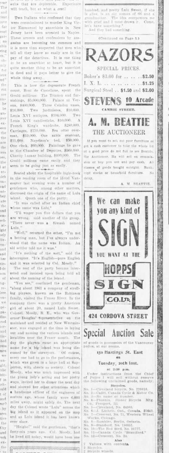 [Lulu Sweet story re-told], Vancouver Daily World, 1906-11-16 p.4 - 
