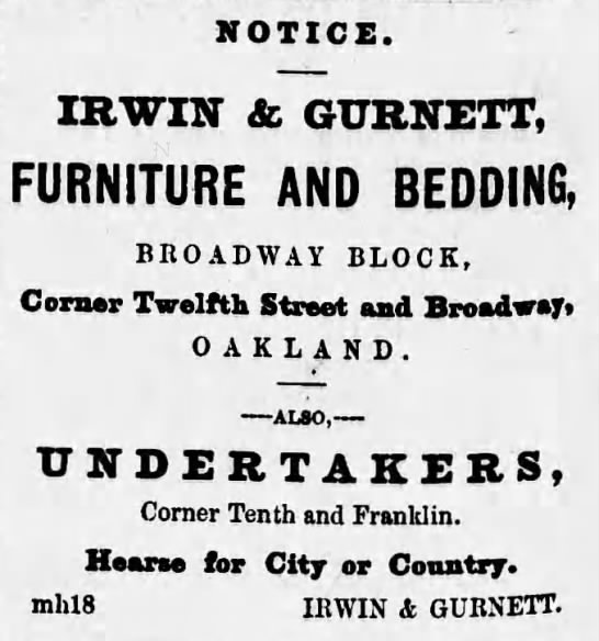 Irwin and Gurnett -- furniture, also undertakers - 