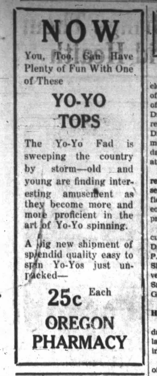 Yo-yo ad, 1929 - 