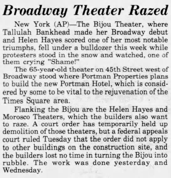 Broadway Theater Razed - 