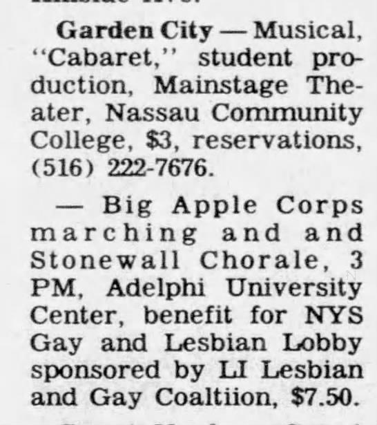 Lesbian & Gay Big Apple Corps marching band (1983). - 