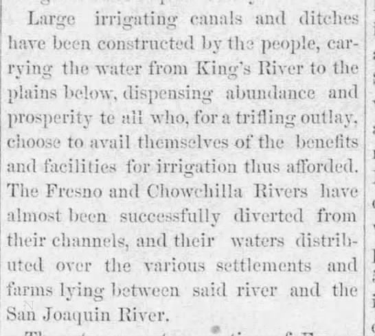 Fresno irrigation system developed in 1876 - 