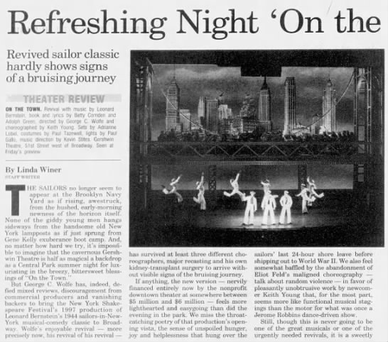Refreshing Night 'On the Town'/Linda Winer - 