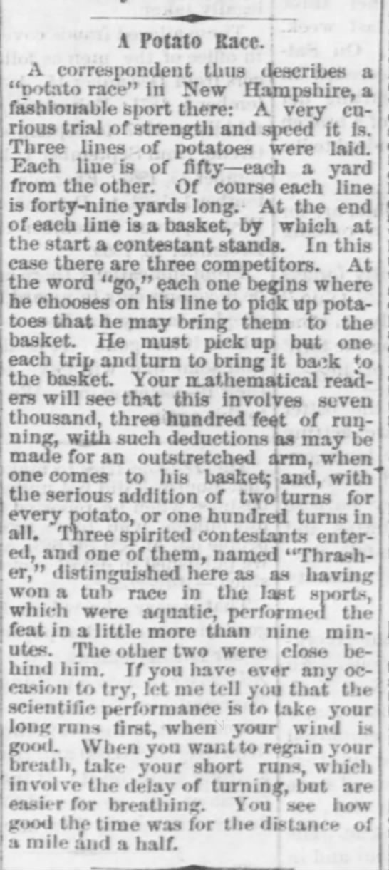1871 Potato Race - Ohio - 