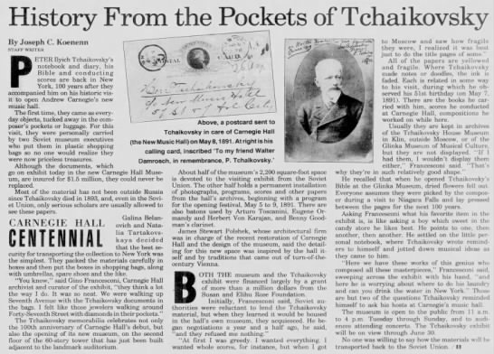 History From the Pockets of Tchiakovsky - 