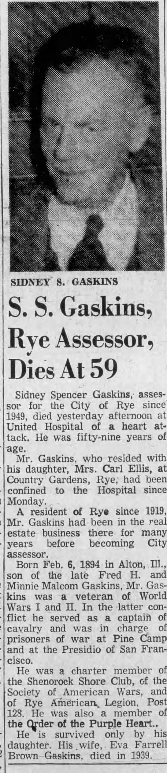 Obituary for Sidney Spender Gaskins (Aged 59) - 