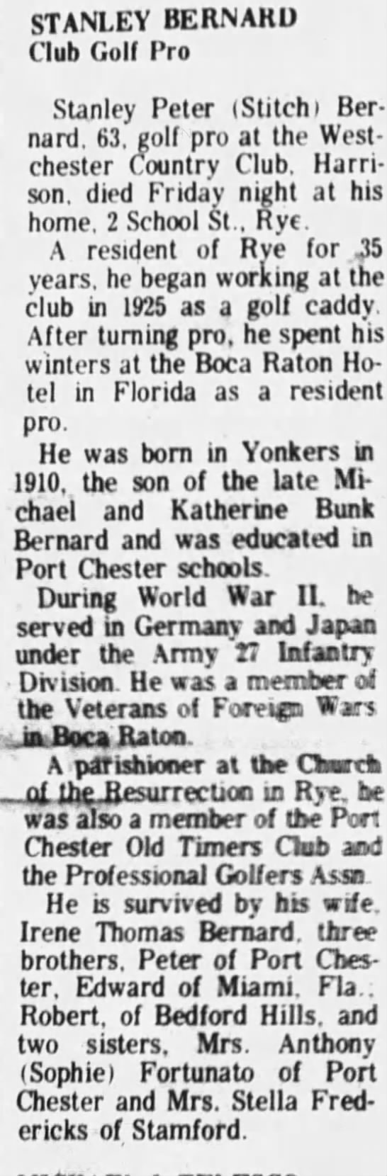 Obituary for Stanley Peter Bernard (Aged 63) - 