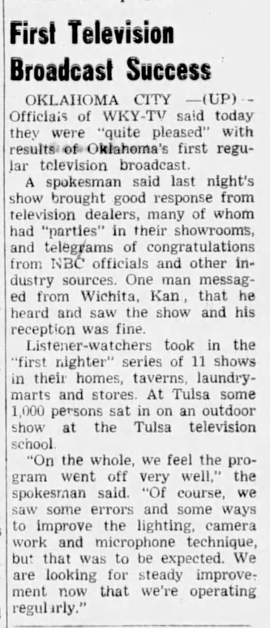 First Television Broadcast Success - 