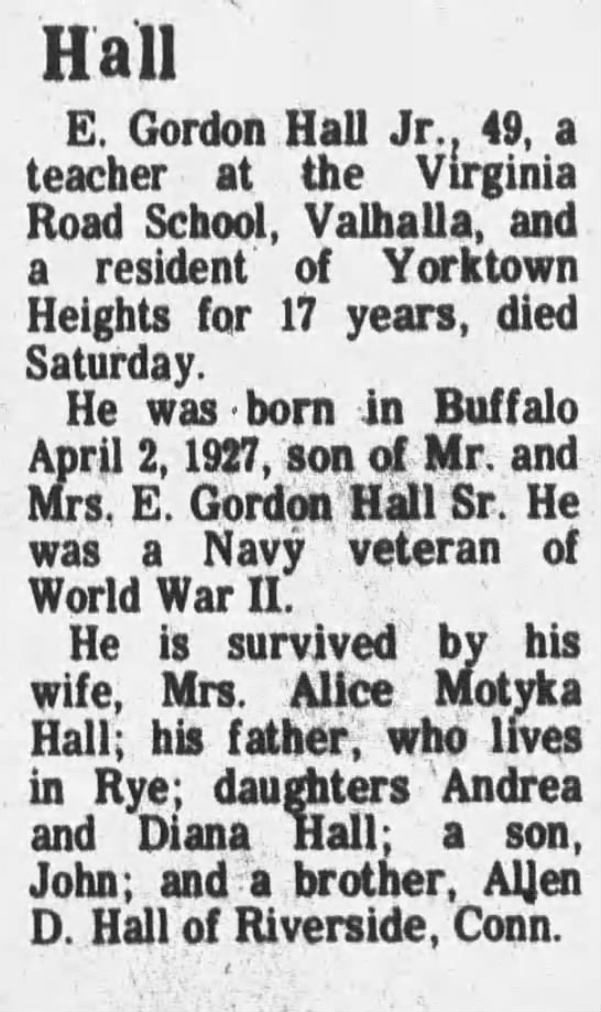 Obituary for Hall E Gordon (Aged 41) - 