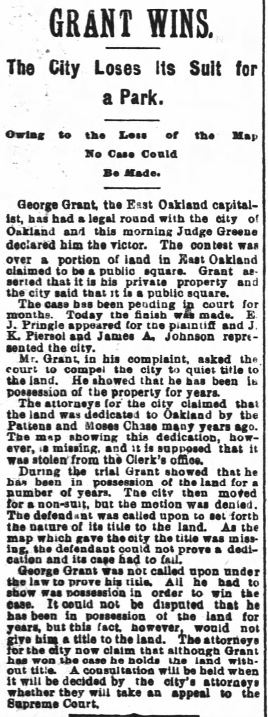 George E. Grant wins case over land - 