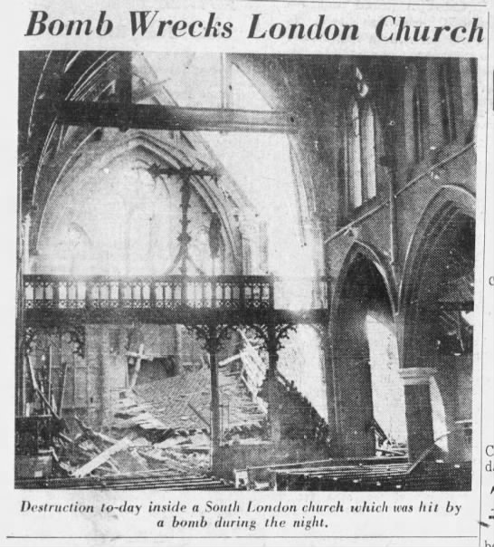 London church bombed during the Battle of Britain - 