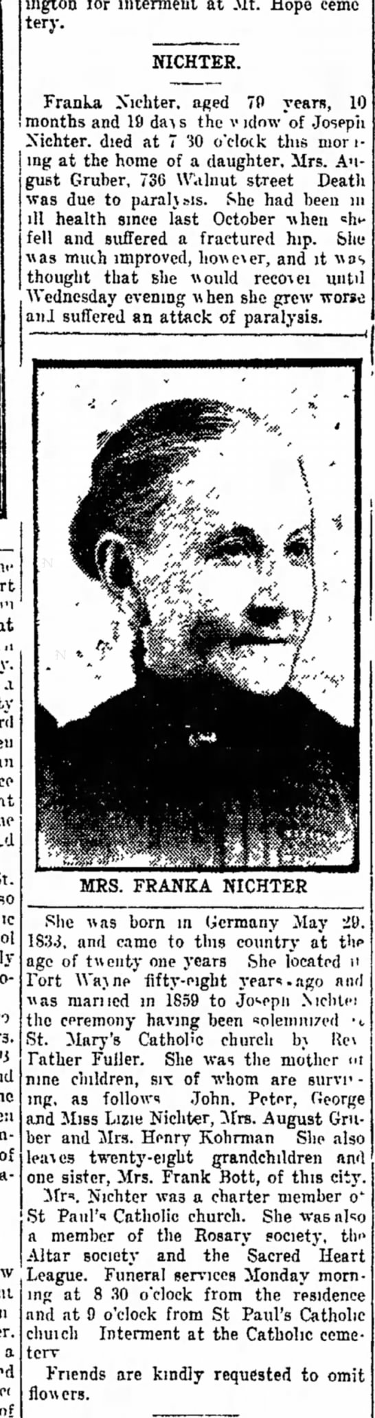 Franka Nichter death - 