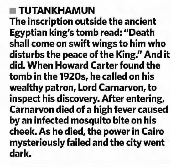 The Mummy's Curse - curse or coincidence?  - 