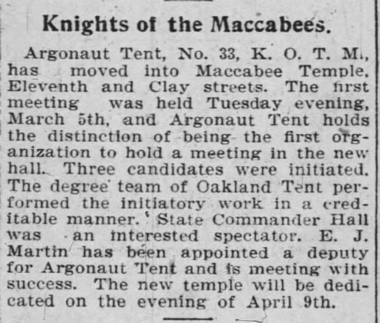 Opening of the Oakland Maccabee temple - 
