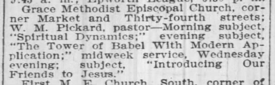 Grace Methodist Episcopal Church, W.M. Pickard, pastor - 
