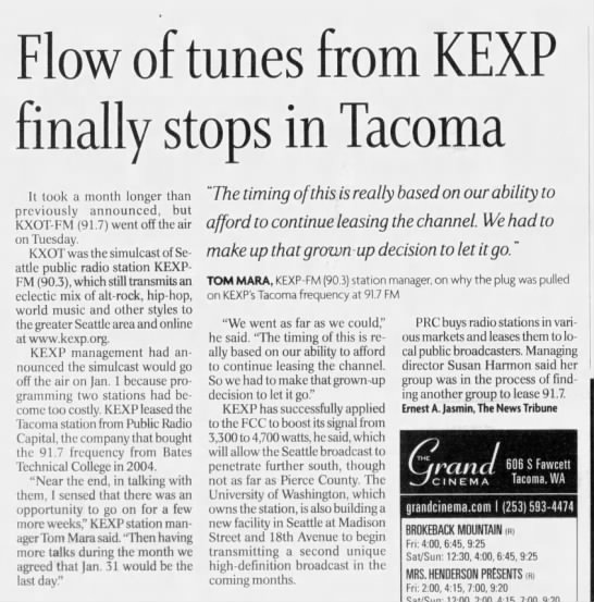 Flow of tunes from KEXP finally stops in Tacoma - 