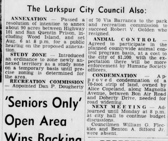The Larkspur City Council Also: - 