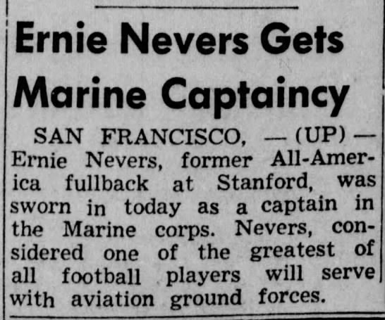 Ernie Nevers Gets Captaincy - 