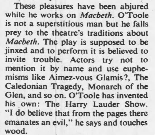 The Caledonia Tragedy, The Harry Lauder Show (1980). - 