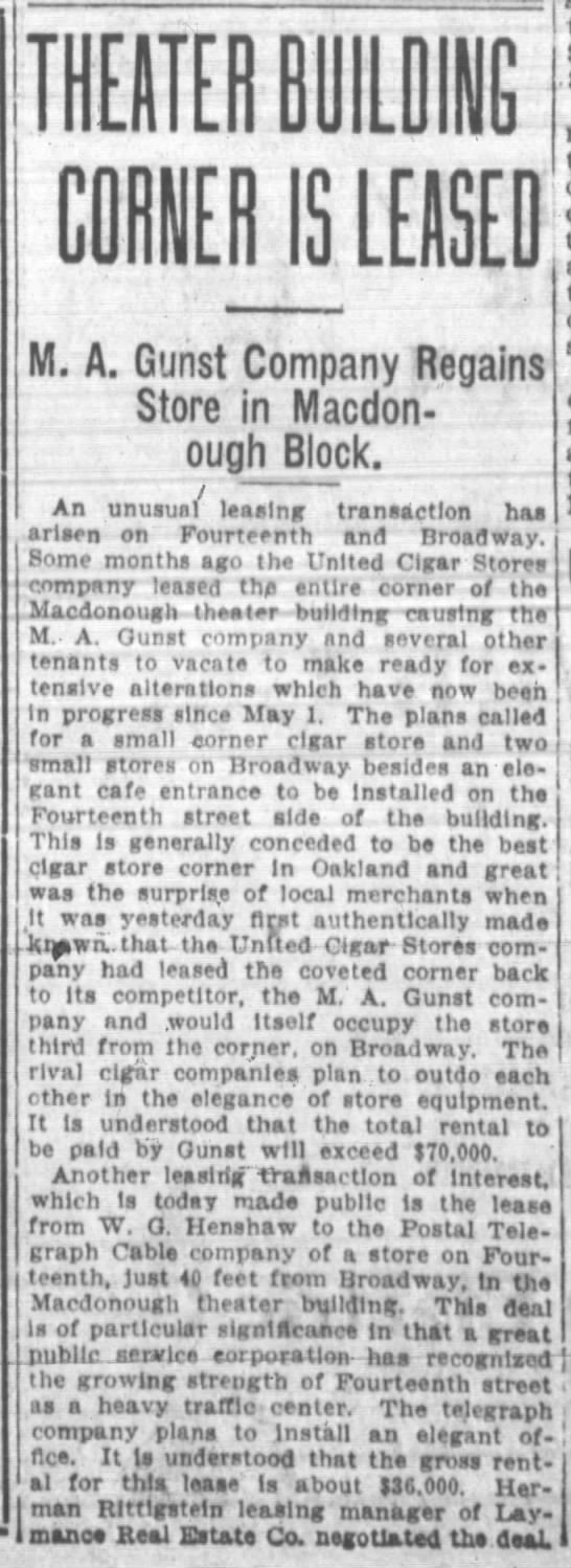 M.A. Gunst regains control of Macdonough Theatre location - 