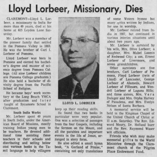 Obituary for Lloyd L. Lorbeer - 